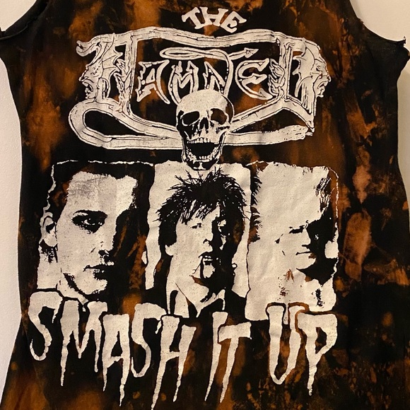 Full Breach The Damned Smash It Up Custom Bleached Distressed Tee Tank Punk Goth - Picture 3 of 4